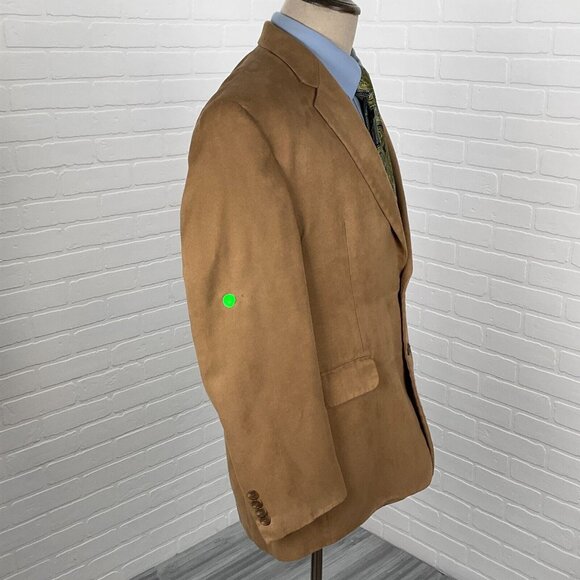 Chaps Blazer Men 42R Tan Camel Microfiber Soft Faux Suede Classic Career Jacket - Picture 5 of 16